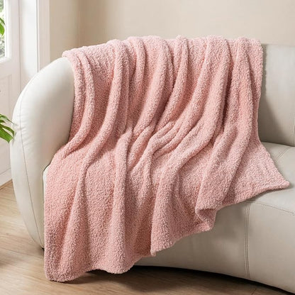 Exclusivo Mezcla Fleece Dusty Pink Throw Blanket for Couch Sofa, Ultra Soft, Lightweight and Fluffy Blankets for Women, All Season, 50x60 Inches