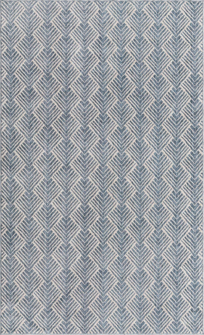 Unique Loom Eco Trellis Collection Area Rug - Osage (Rectangular 5' 3" x 8' 0", Harbor Blue/Ivory)