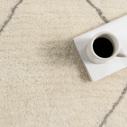 Rugs USA Beachwood Ivory/Grey, 6' x 9', Handmade, Trellis, Wool, Soft and Cozy, High Traffic, Stain Resistant, Easy Clean, Durable Area Rug for Bedroom, Living Room, Dining, Den, Foyer, Entryway