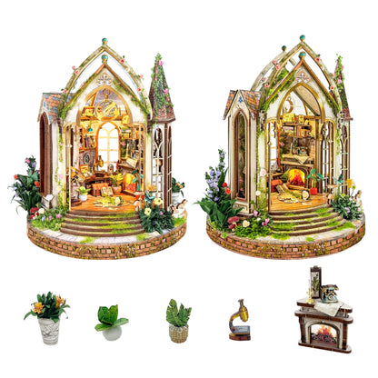 JOINCON DIY Miniature House Kit,Tiny House Castle Shape Flower Room DIY Dollhouse Miniature Kit for Adults Teen 3D Wooden Craft Mini Model Kit, Gifts Home Decor- Dreamland Floral Studio (SQ-66)