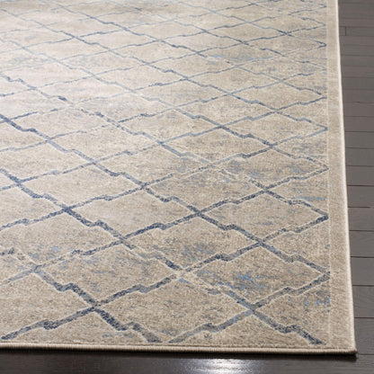 SAFAVIEH Brentwood Collection Accent Rug - 4' x 6', Light Grey & Blue, Trellis Distressed Design, Non-Shedding & Easy Care, Ideal for High Traffic Areas in Entryway, Living Room, Bedroom (BNT809G)