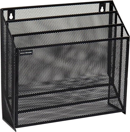 Mind Reader Vertical File Storage, Desktop Organizer, Wall Mount, Metal Mesh