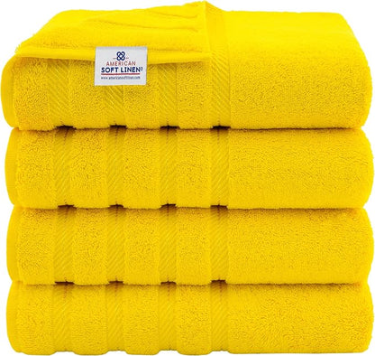 American Soft Linen Luxury 4 Piece Bath Towel Set, 600 GSM 100% Cotton Turkish