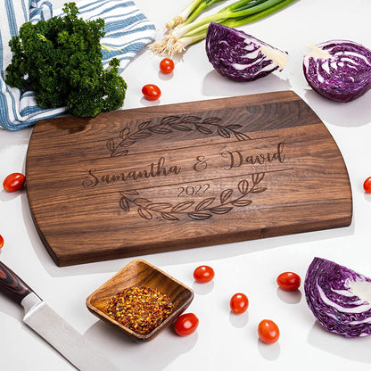 Blue Ridge Mountain Gifts Personalized Laser Engraved Wooden Cutting Board New Home Essentials - Customized Chopping Board for Weddings, Anniversaries, Birthdays or Mother's Day