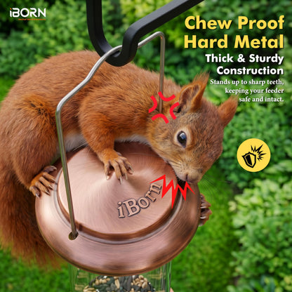 iBorn Metal Bird Feeders Brushed Copper Wild Bird Feeder for Outdoors Hanging All Metal Brushed Copper Finishing 15 Inch 6 Port(Seed is not Included)