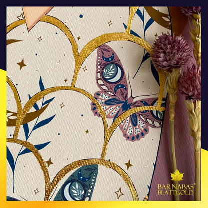 Barnabas Blattgold Gold Leaf - 23.75K Real Gold [20 Sheets, 3.1 inches] - Loose Sheets for Painting, Arts and Crafts