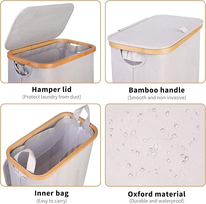 65L Slim Laundry Hamper, Narrow Laundry Basket