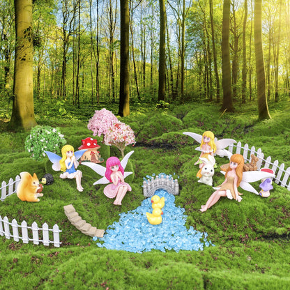 NSBUDIN 54 Pcs Fairy Garden Accessories - Miniature Garden Accessories Set with Resin Animal Figurines, Fairy Elves & Mini Ornaments for DIY Mini Garden & Terrarium