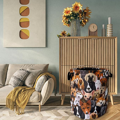 Cute Dogs Different Dog Laundry Basket Foldable
