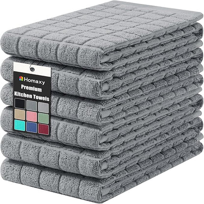 Homaxy Premium Cotton Kitchen Towels 16"x 28", Large Natural Ring Spun 390 GSM