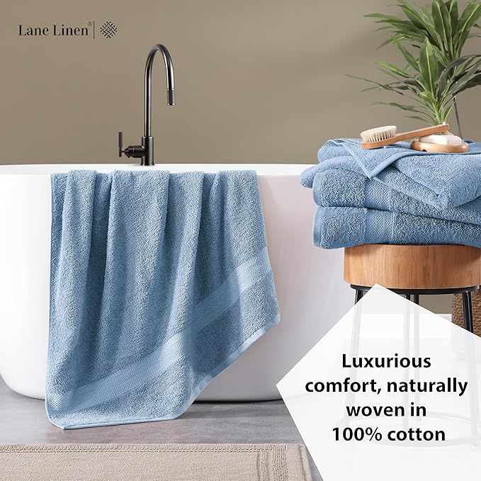 LANE LINEN 100% Ring Spun Cotton 4 Pack Bath Towels