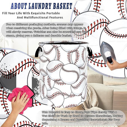 Personalize Baseball Laundry Basket Oxford Cloth Foldable Funny Laundry Hamper