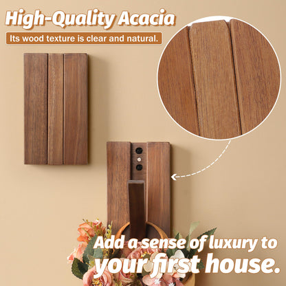 KYIAANY Foldable Wall Hooks 2Pack: Rustic Wooden Coat Hooks Mounted for Heavy Duty Hanging Hats Bags Beach Towels, Space Saving Minimalist Design for Aesthetic Homeowner
