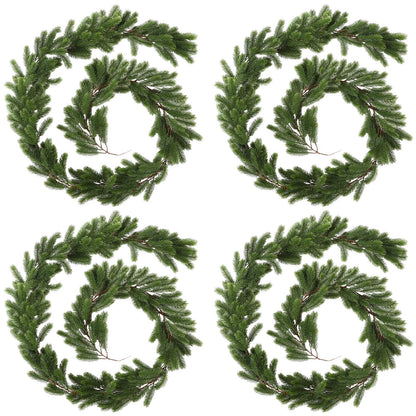 Lyrow Christmas Pine Greenery Garlands Artificial Winter Faux Holiday Season Outdoor Garland for Xmas Home Decorations (4 Pcs,6 ft)