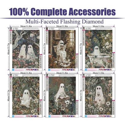 GOUOYANA 6 Packs Halloween Diamond Art Painting Kits for Adults,Ghost Diamond Painting Kits for Beginners,5D Halloween Full Drill Diamond Dots,Gem Art Crafts for Adults Wall Decor 12x16inch