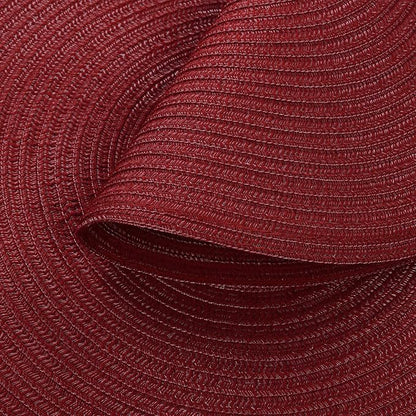 SHACOS Round Placemats Set of 12 for Dining Table 15 inch Round Braided Place Mats Cotton Polyester Washable Non Slip Kitchen Table Mats, Burgundy