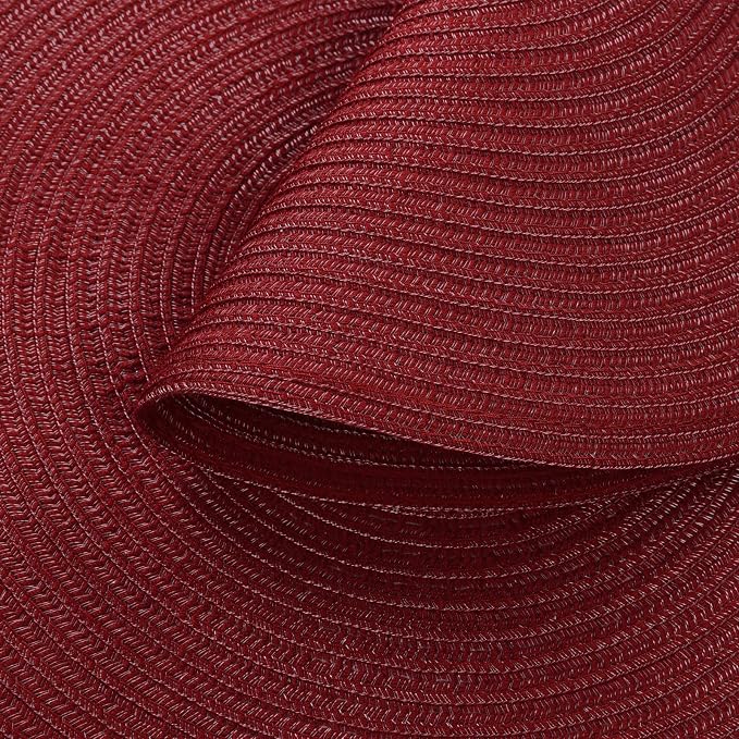 SHACOS Round Placemats Set of 6 for Dining Table 15 inch Round Braided Place Mats Washable Non Slip Kitchen Table Mats, Burgundy