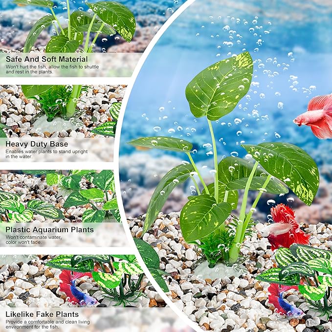 MyLifeUNIT Betta Fish Tank Decor, 10 Pack Silk Aquarium Plants for Aquarium Decoration and Fish Tank Decoration