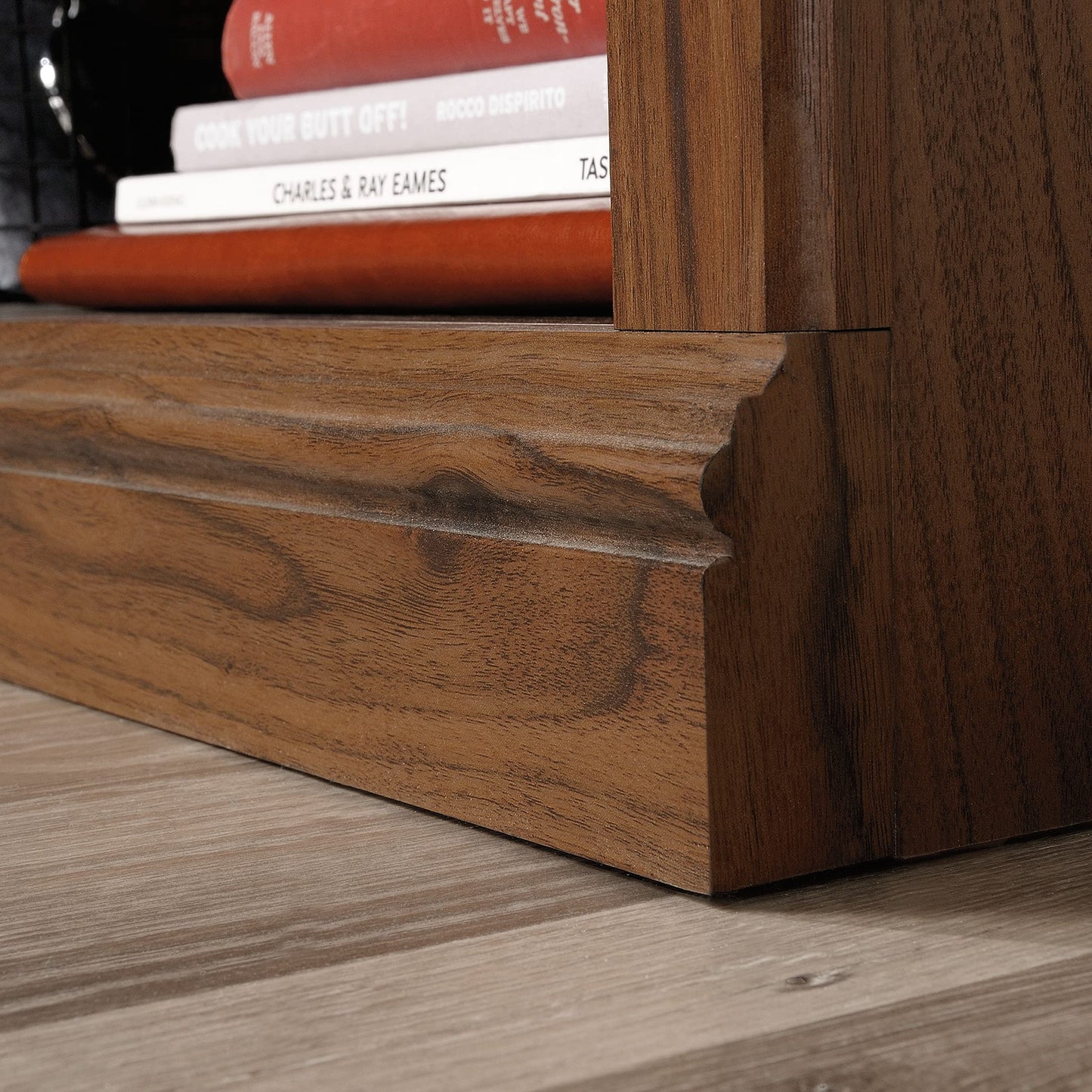 Sauder 3 Tier Book Shelf Wooden Bookcase Multipurpose Bookshelf for Home Office, Living Room, in Grand Walnut
