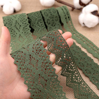 ZNZAKKA Green Lace Ribbon 8 Yards Cotton Lace Trim Crochet Sewing Lace for Crafts Gift Wrapping Wedding Decoration