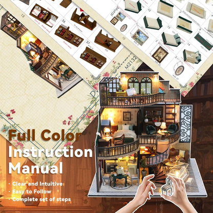 Flever DIY Miniature House Kit, Tiny Home Kit with LED Light, Mini House Build Craft Kits for Adults and Teens, Home Decor Creative Gift for Family/Friends (Dream Building Pavilion)
