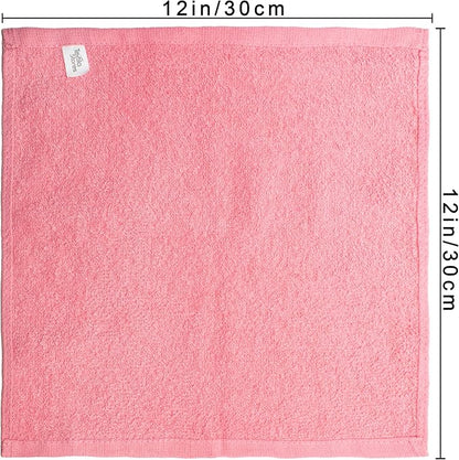 Basic Wash Cloths 12x12 Inches – Bulk Pack of 24 – Rose Pink Color – Soft and