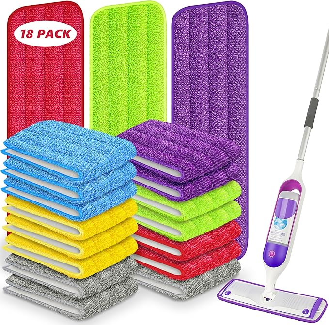 18 Pack Reusable Mop Pads Compatible