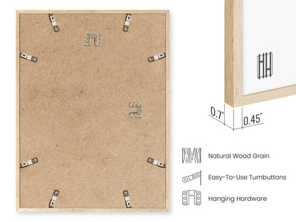 HAUS AND HUES Beige Oak Wood 11x14 Picture Frame - Modern Wood Wall Art Display - Lightweight 11x14 Frame for Art Prints, Photos, Posters - Ready-to-Hang Vertically & Horizontally (Set of 6)
