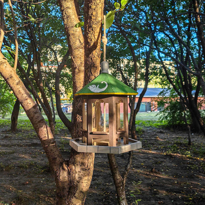 Berfutall-DIY Wooden Bird House for Outdoor, Wild Bird Feeder, Hanging Birdhouse,Perfect for Cardinals, Bluebirds, and More. (B)