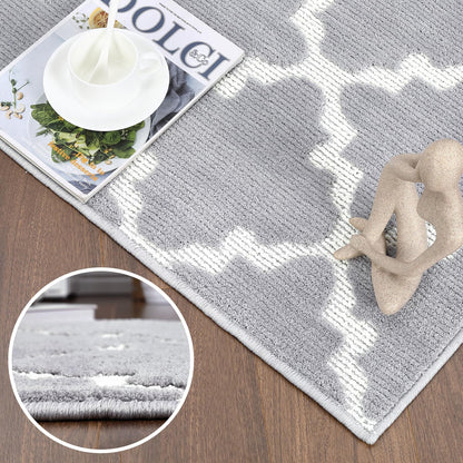 dainslef Living Room Rug 4x6 Shaggy Textured Rugs Indoor Soft Modern Trellis Throw Rugs Non-Shedding Non Slip Accent Rug Diamond Lattice Floor Carpet for Bedroom Nursery Kids Room Home Office Grey