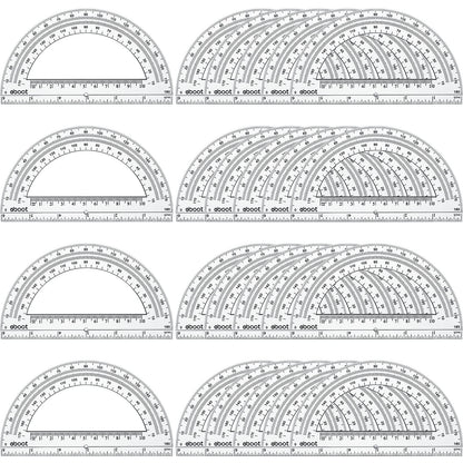 EBOOT 24 Pack Plastic Protractors Math Protractor 180 Degrees 6 Inch (Clear)