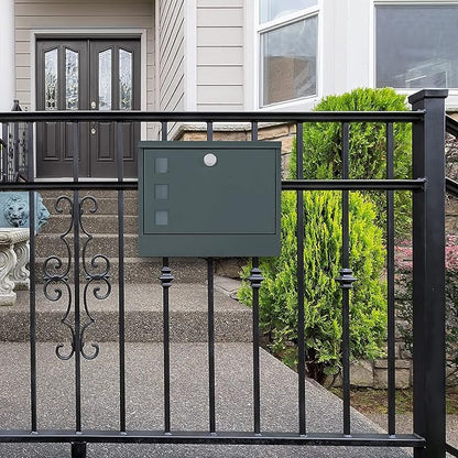 LAND·VOI Locking Mailbox Wall Mounted, Metal Postbox with Three Sets of Mail Box Number Stickers, 4 Keys, 14.4" x 4.5" x 11.2", Large Capacity, Anthracite Gray AMB11G
