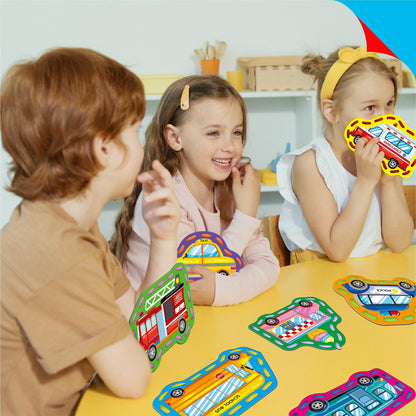 SpriteGru 9 Pieces Kids Lacing Cards, Double Sided Sewing Cards in 9 Vehicle Cards with 9 Colorful Laces, Imagination Development Lacing Toys Games for Children Educational and Learning Activity