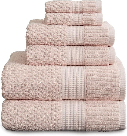 NY Loft 100% Cotton 6 Piece Bath Towel Set | Pink Towels | Soft & Absorbent