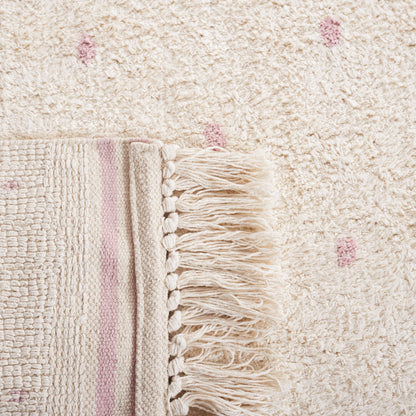 SAFAVIEH Washable Rug Easy Care Collection - 4' x 6', Ivory & Pink, Handmade Cotton, Easy to Clean, Ideal for Foyer, Kitchen, Nursery, Office, Bedroom (ECR212U)