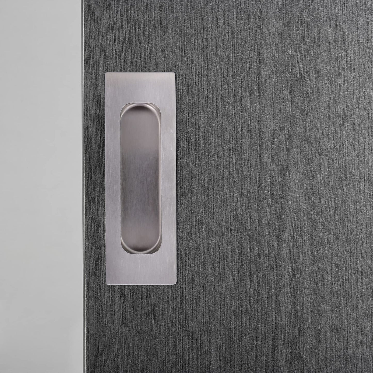 Lpraer 2 Pack Flush Pulls for Sliding Doors 4.75"x1.6" Brushed Nickel Stainless Steel Rectangular Recessed Barn Door Pulls for Closet Cabinet Doors