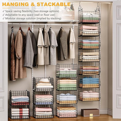 X-cosrack 7 Tier Foldable Hanging Closet Organizer and Storage, Wire Closet