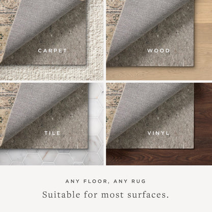 Loloi Loloi-Grip Rug Pad, FPAD2 Grey, 3'-0" x 5'-0", .13" Thick, Gray, 1/8 inch, Reversible, Soft, Cushion, Low Profile, Hardwood, Carpet, Tile, Vinyl, Linoleum, Multi Surface, Trim to fit, Rug Pad