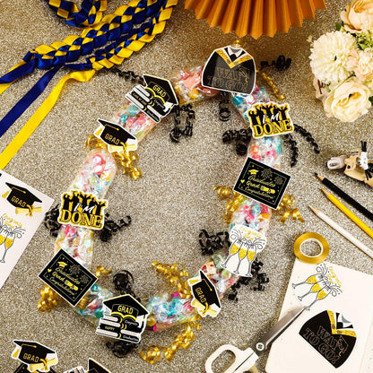 MARFOREVER 174 Pcs Graduation Candy Lei Making Kit, 24 Pcs Graduation Candy Lei Tubing 144 Grad Paper Cut 6 Rolls Ribbons for Congrats Grad Class of 2026 Party Supplies DIY Gifts Wreaths
