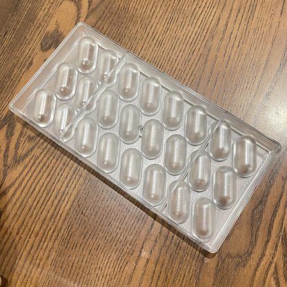 24 Cups 1.6Inch Large Capsule Shape Oval Chocolate Mold Polycarbonate Bonbon Chocolate DIY Mould Truffle Candy Making Tool Tray Oval Chocolate Bomb Mold