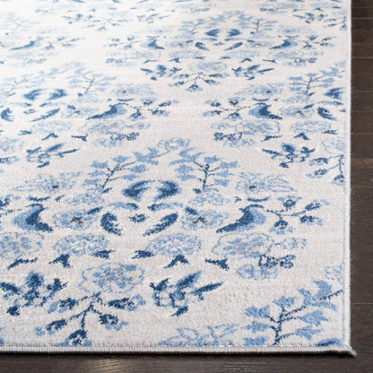 SAFAVIEH Brentwood Collection 5'3" x 7'6" Cream/Blue BNT856D Floral Shabby Chic Trellis Non-Shedding Living Room Bedroom Dining Home Office Area Rug