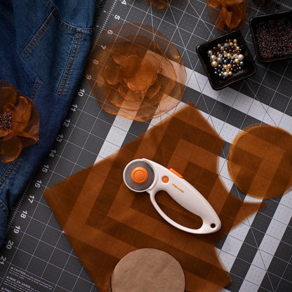 Fiskars 45mm Rotary Cutter for Fabric with Ergonomic Loop Grip, Premium Steel Rotary Fabric Cutter Blade for Precise Cuts, Arts and Crafts, Sewing Supplies and Quilting Tools