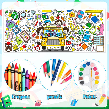 X1zuue Back to School Giant Coloring Poster for Kids -Jumbo First Day of School Blank Paper Banner Large Coloring Table Cover for Classroom Home Party DIY Art Craft Activity Supplies 55 x 23.6 Inch