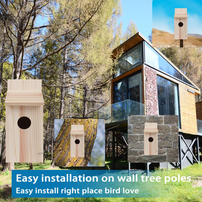 2 Pack Bird Houses for Outside,Blue Bird Box House for Outside,Cedar Finch Swallow Wren Hummingbird Birdhouse,DIY