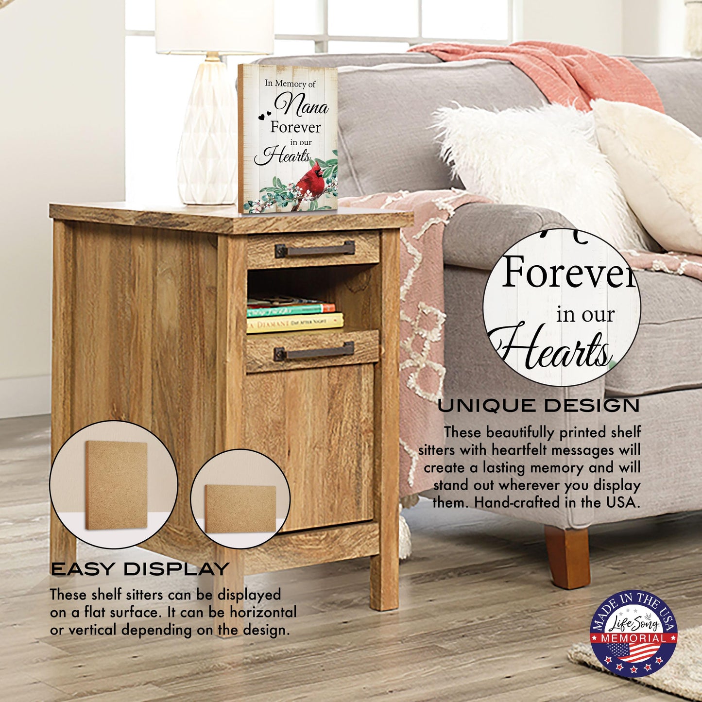 LifeSong Milestones Wooden Memorial Shelf Décor & Tabletop Signs | Loving Memory Gifts | Handcrafted Keepsakes (In Memory Of Nana (White))