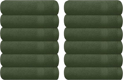GLAMBURG Ultra Soft 12-Piece Washcloths Set 13x13-100% Ringspun Cotton