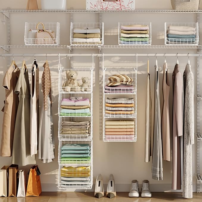 5 Tier Closet Hanging Organizer, Clothes Hanging Shelves