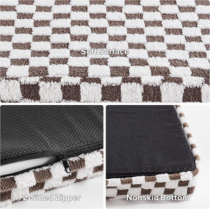 JOEJOY Dog Bed for Large Dogs, XLarge Orthopedic Dog Bed with Removable Washable Cover, Cute Modern Plush & Memory Egg Crate Foam Dog Bed, 42 x 28 inch, Cofffee