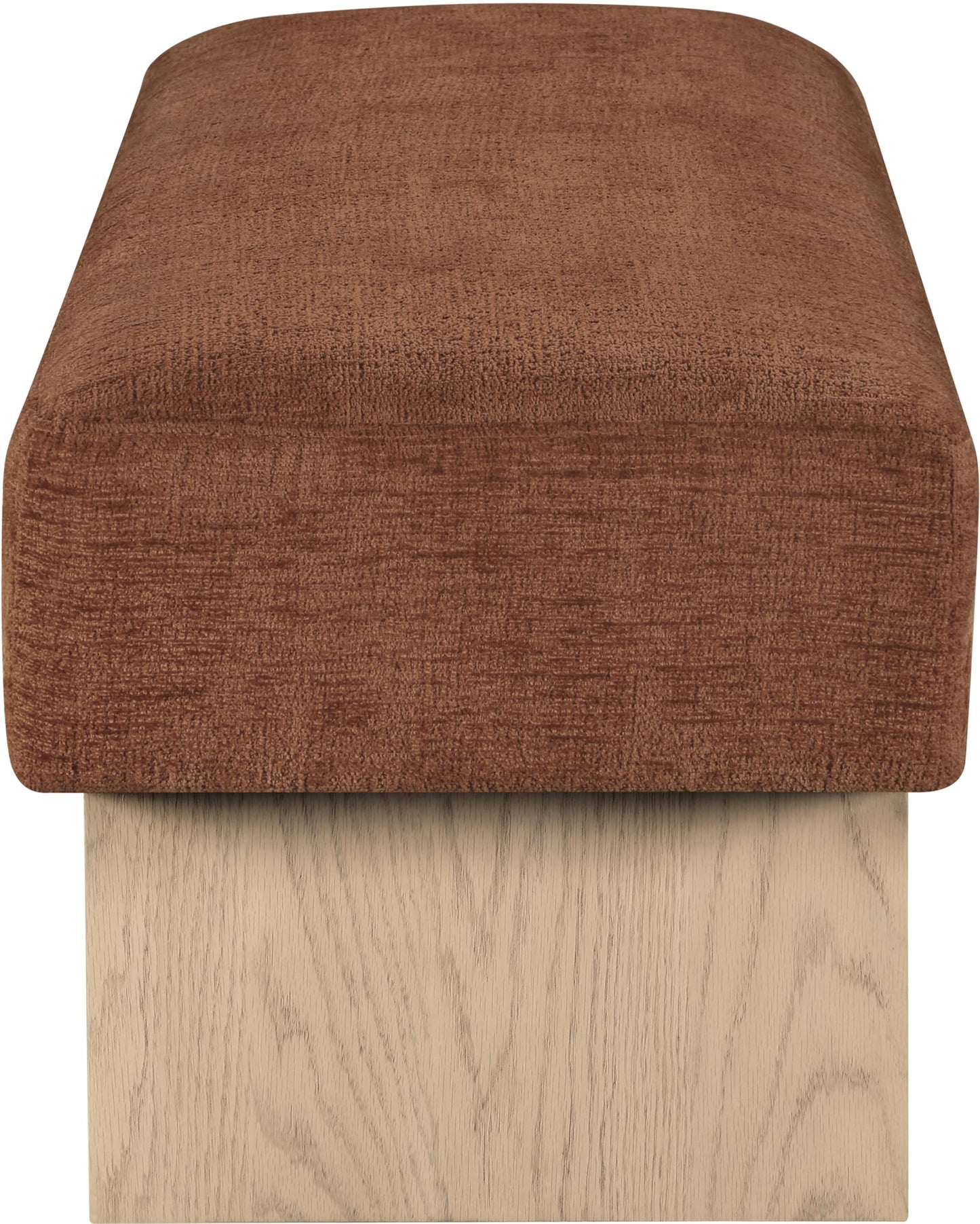 Meridian Furniture 22057Cognac Alora Collection Art Deco Bench with Soft Cognac Polyester Fabric, Natural Finish Solid Wood Frame, 60.5" W x 18" D x 18" H, Cognac