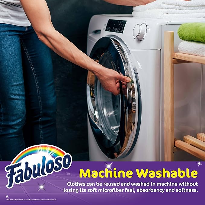 Fabuloso Microfiber Cleaning Cloths, 8 ct, Rainbow Colors | Lint-Free,